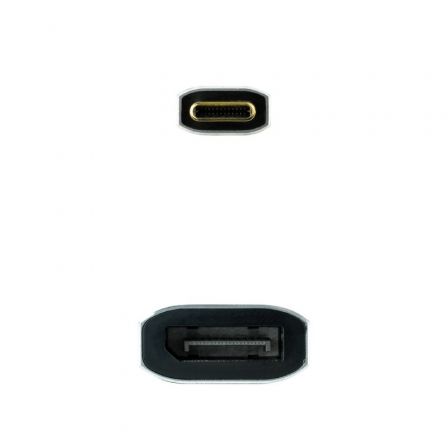 Nanocable Conversor USB-C a DisplayPort 8K Aluminio, 15 cm, Gris